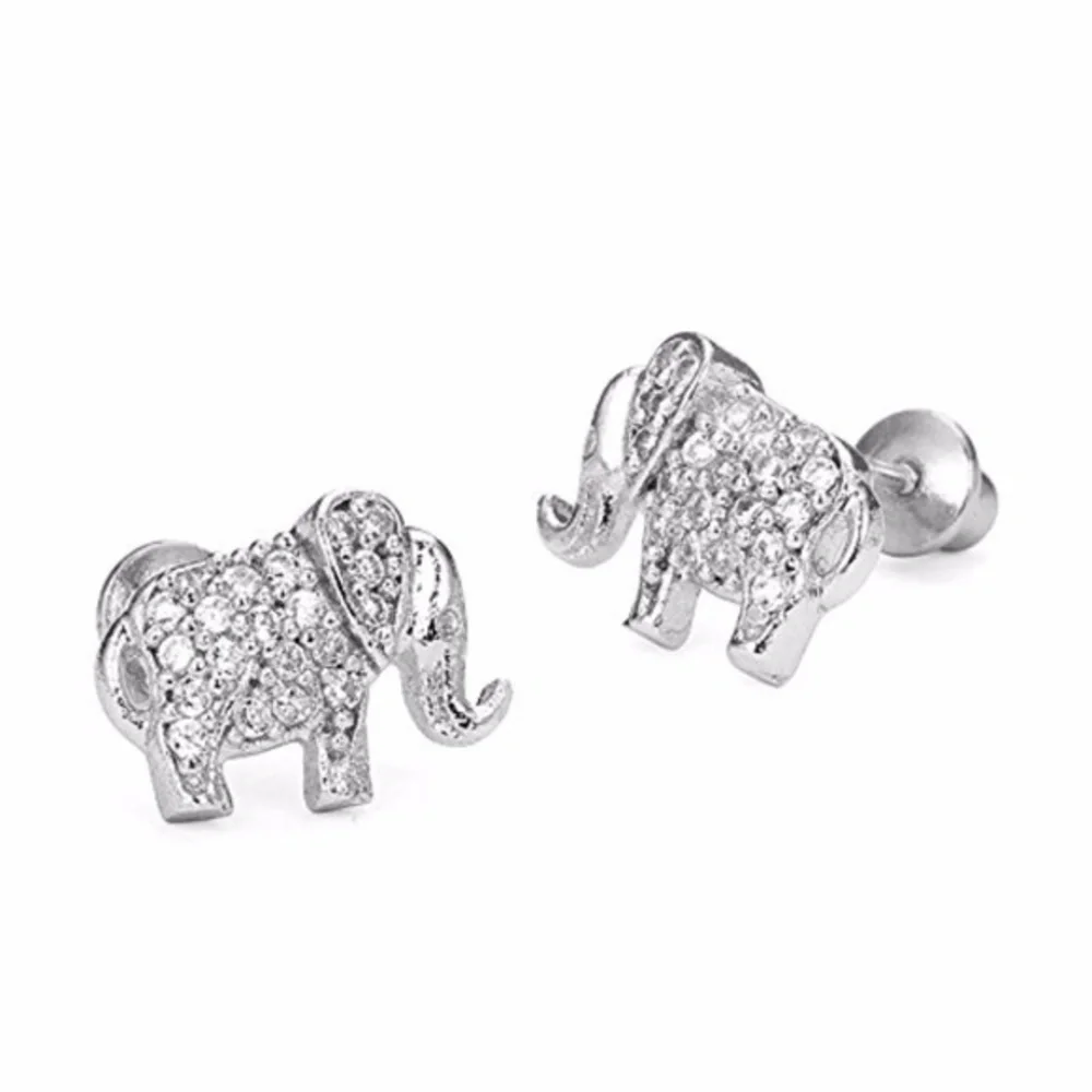 Kids 14k Gold Plated Elephant Girls earrings